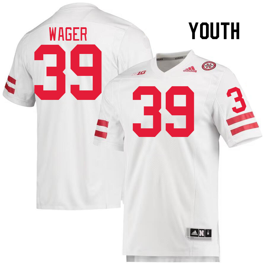 Youth #39 Gage Wager Nebraska Cornhuskers College Football Jerseys Stitched Sale-White